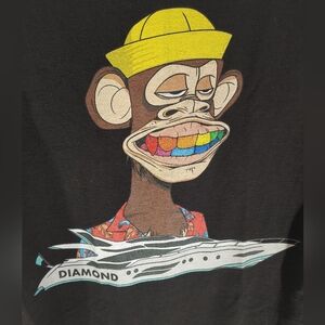 Good Cond. Diamond Supply Co. Black Tee Colorful NFT Monkey Meme Humor Men's M